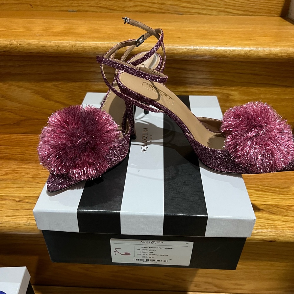 Aquazzura Powder Puff Sling 85. Size 39.5 Brand New with Box and Duster